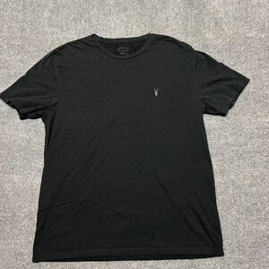 AllSaints Shirt Mens 2XL (fits small) Black Slim Fit Organic Cotton Crewneck Tee